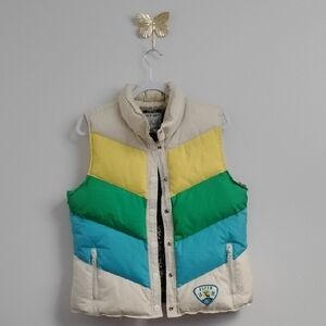 *RARE* 90s Y2K Vintage Old Navy Striped Chevron/Floral Reversible Puffer Vest